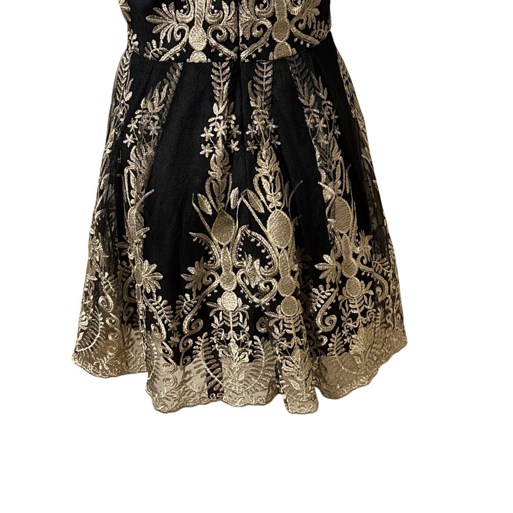 Alter'd State Junia Fit & Flare Dress Size XS Black Gold Embroidery - Picture 5 of 8